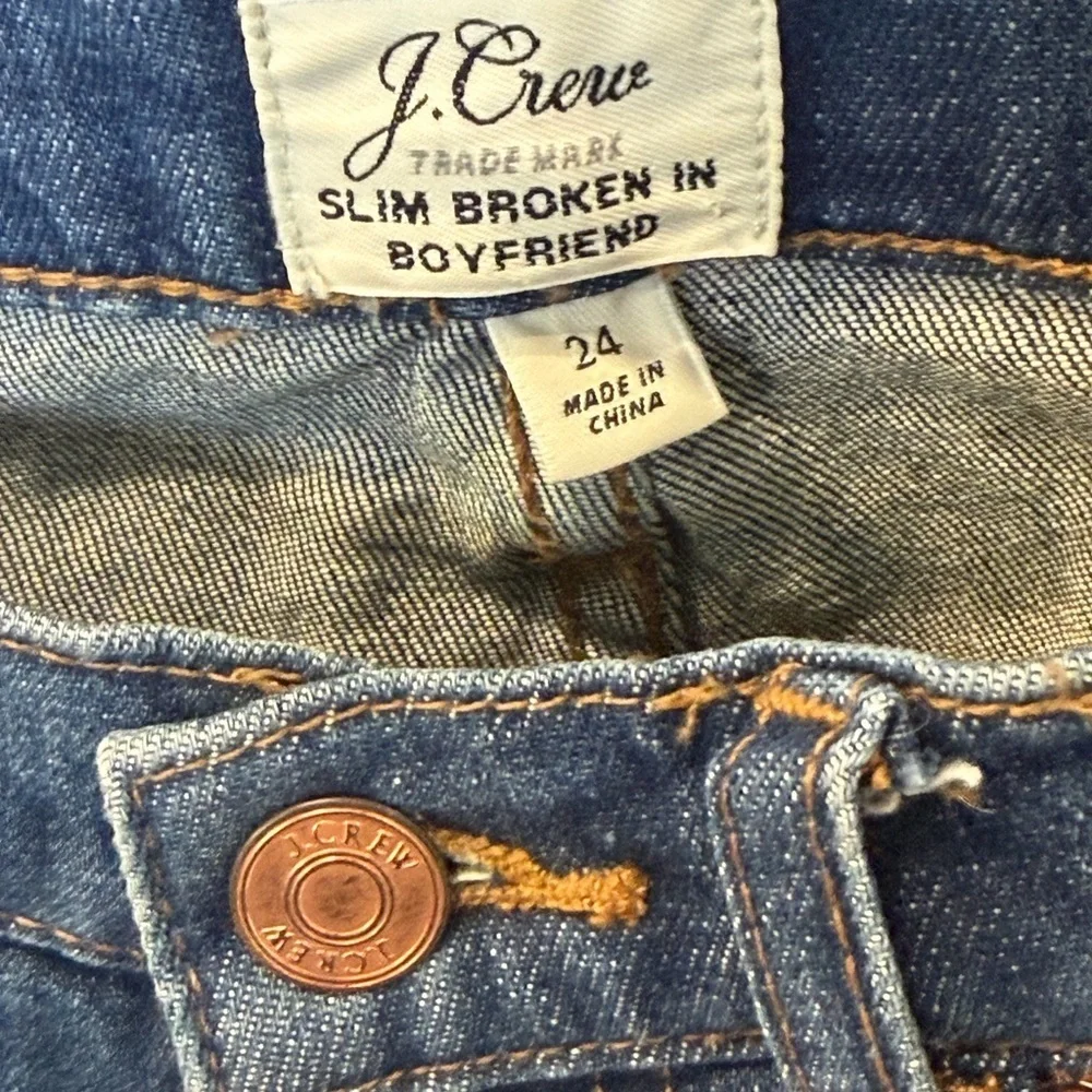 J.Crew Slim Broken-In Boyfriend Jeans Size 24 Distressed Medium Wash Denim